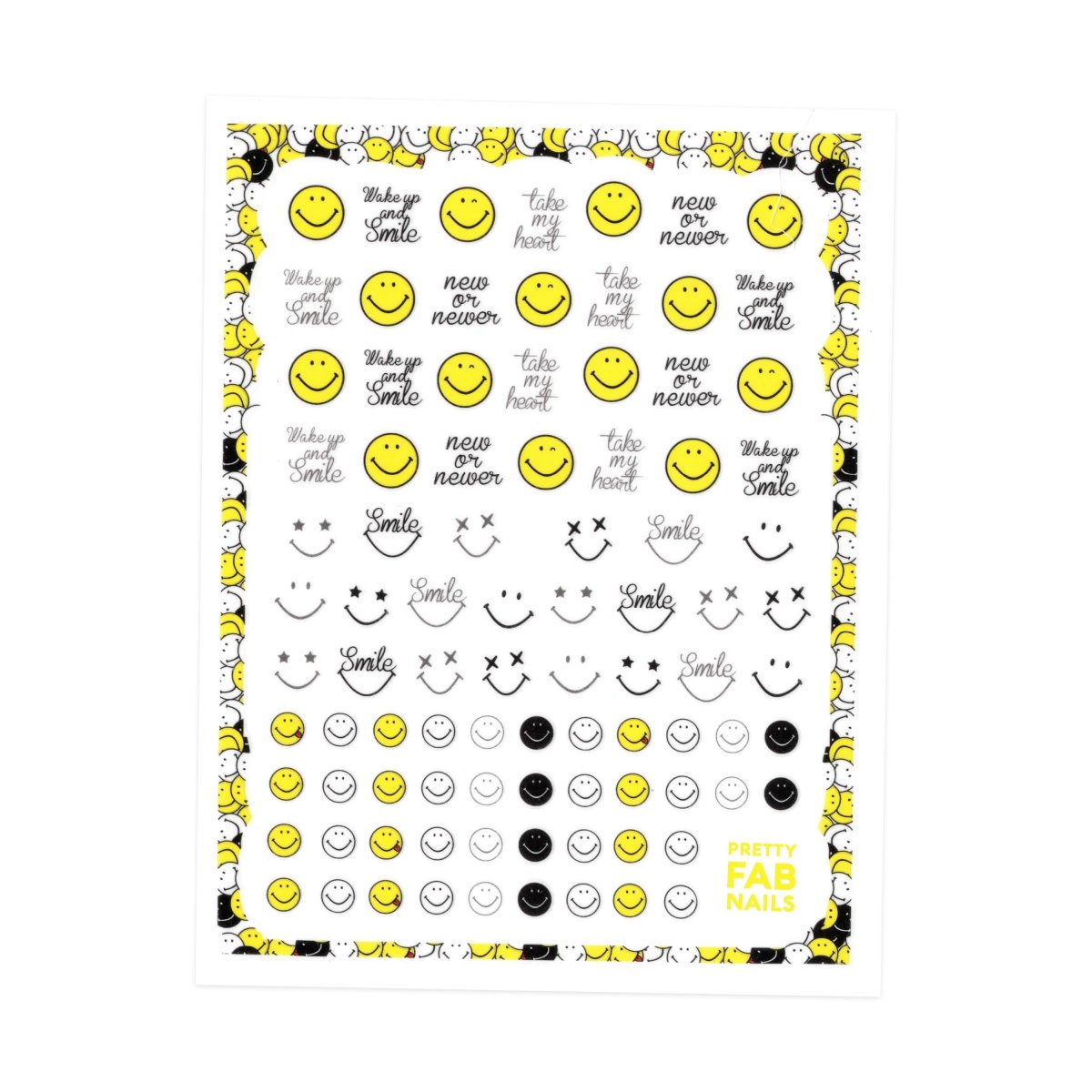 Black and Yellow Smiley Face Nail Stickers