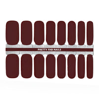 Dark Maroon Solid Nail Polish Wraps - Pretty Fab Nails