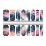 Dreamy Midnight Galaxy Marble Nail Wraps with Gold Flakes Accents - Pretty Fab Nails