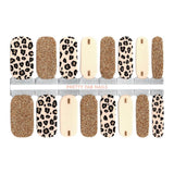 Gold Glitter Leopard Nail Polish Wraps - Pretty Fab Nails