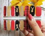 Gold Holiday Plaid Nail Polish Wraps - Pretty Fab Nails