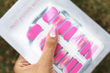Hot Pink Ombre Nail Wraps with Gold Glitter Accents - Pretty Fab Nails