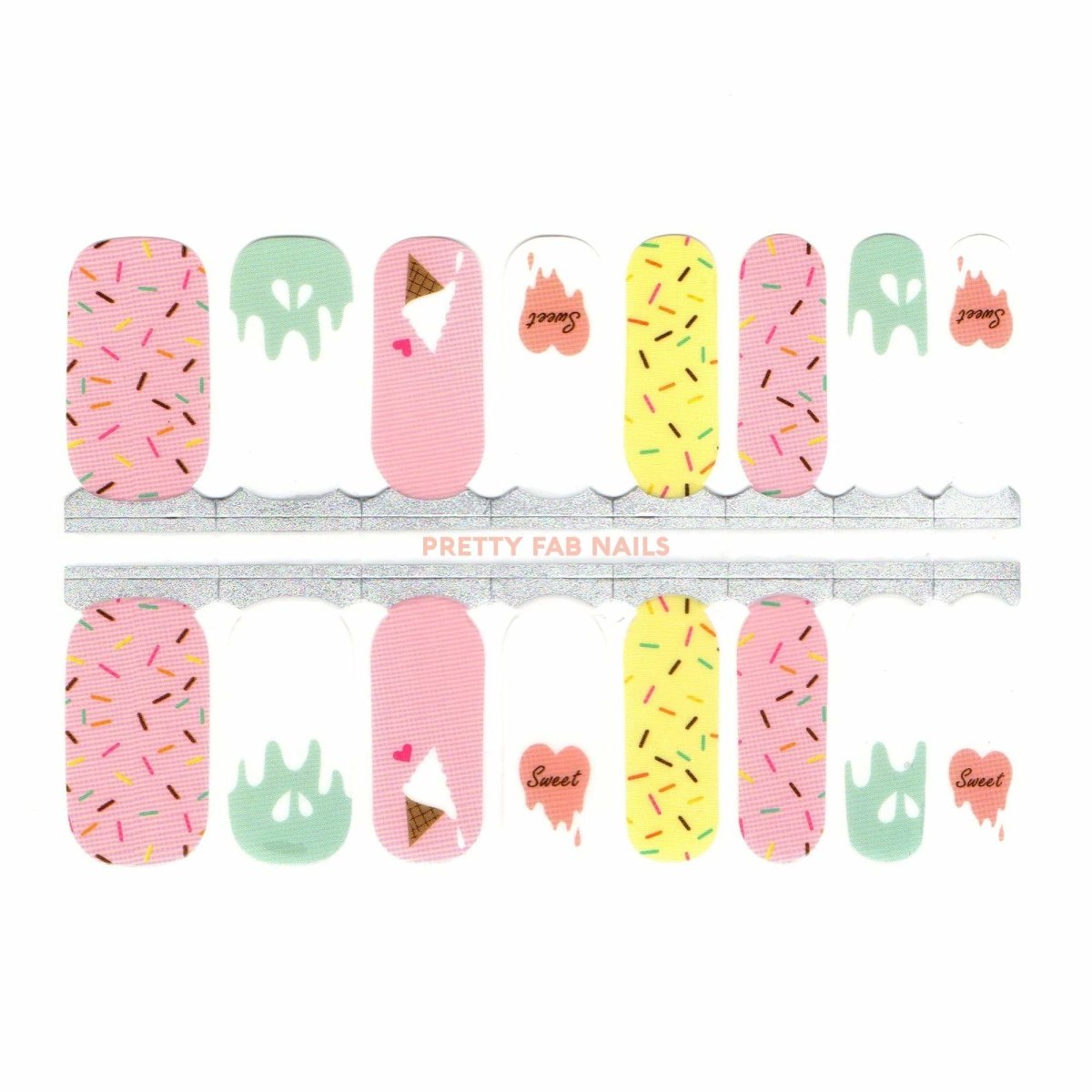 Ice Cream and Sprinkles Nail Polish Wraps - Pretty Fab Nails