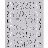 Modern Wavy Black and White Nail Art Sticker - Pretty Fab Nails