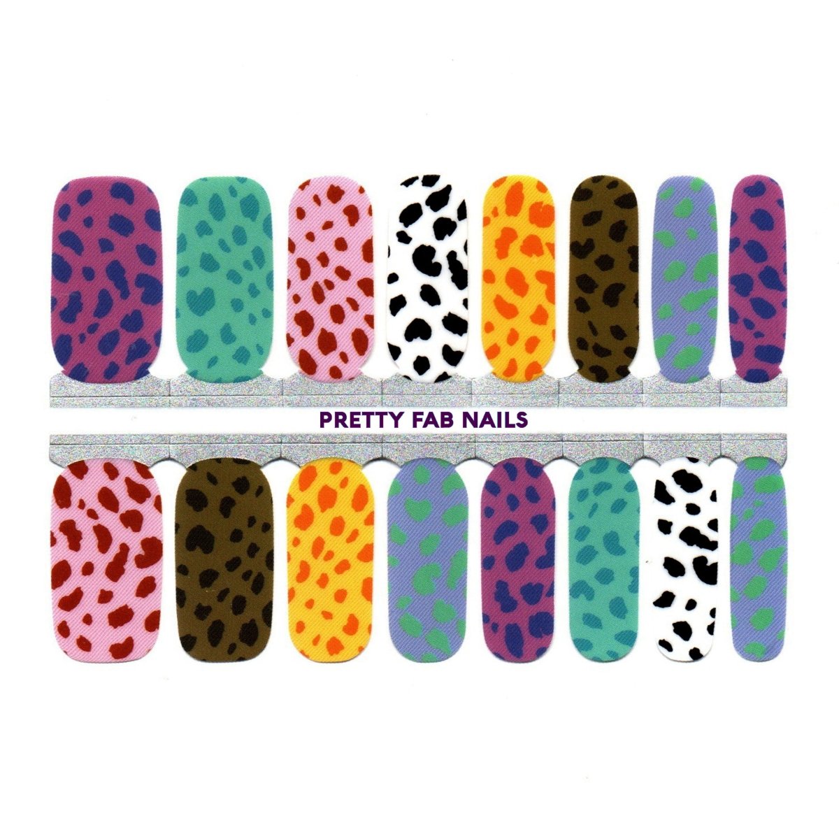 Multicolor Cow Print Nail Polish Wraps - Pretty Fab Nails