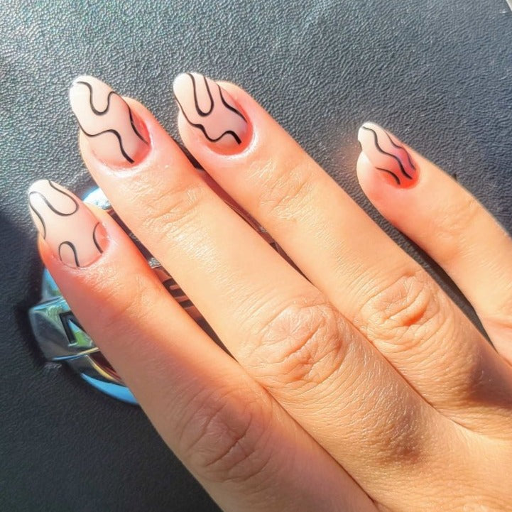 Nude Squiggly Line Nail Wraps - Pretty Fab Nails
