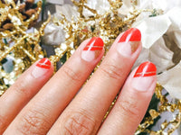 Red & Gold Holiday French Nail Polish Wraps - Nail Polish Wraps - Pretty Fab Nails - Pretty Fab Nails